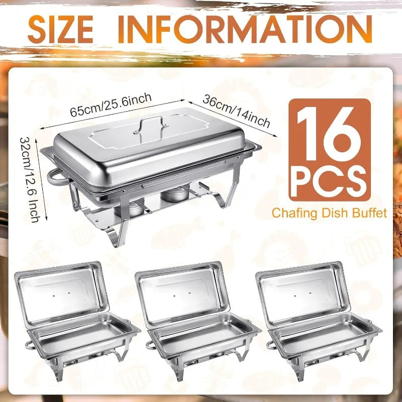 9QT Chafing Dish Buffet Set – Stainless Steel Catering Servers and Warmers with Foldable Frame