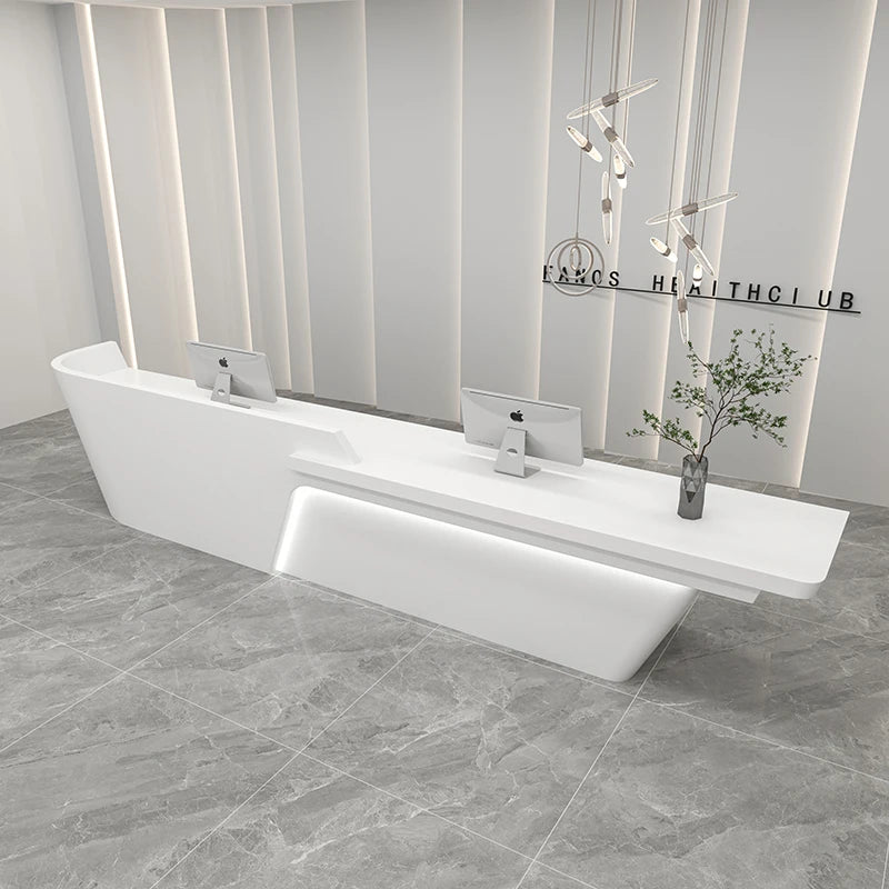 Luxury Reception Desk with LED for Salons—Affordable Pink Cash Counter