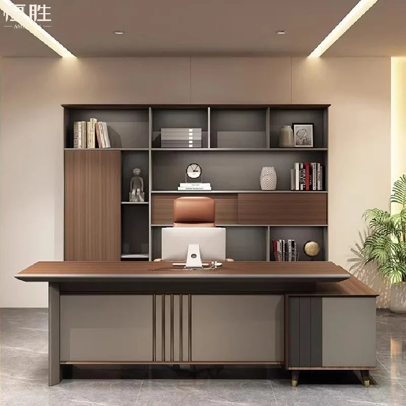 Luxury Reception Office Desk, Corner Desk with Drawers, Executive Office Desk