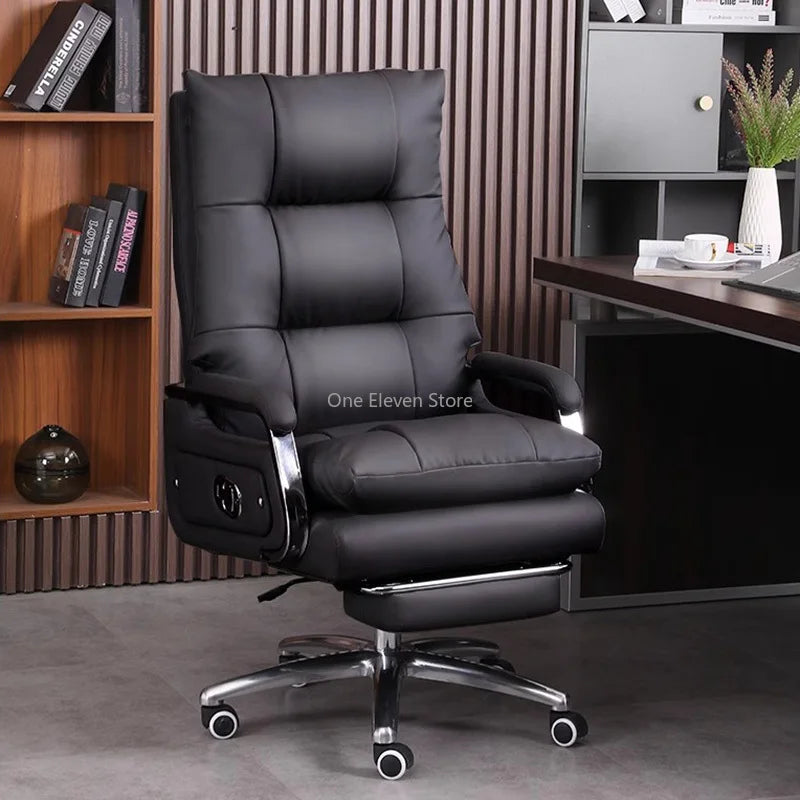 Modern luxury gaming chair: leather, ergonomic, recliner, for office or gaming desk