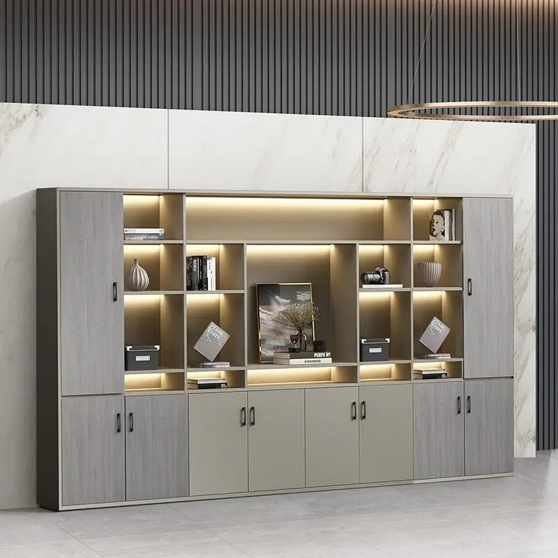 Luxury combination cabinet background storage high-end boss office simple wooden modern minimalist bookcase
