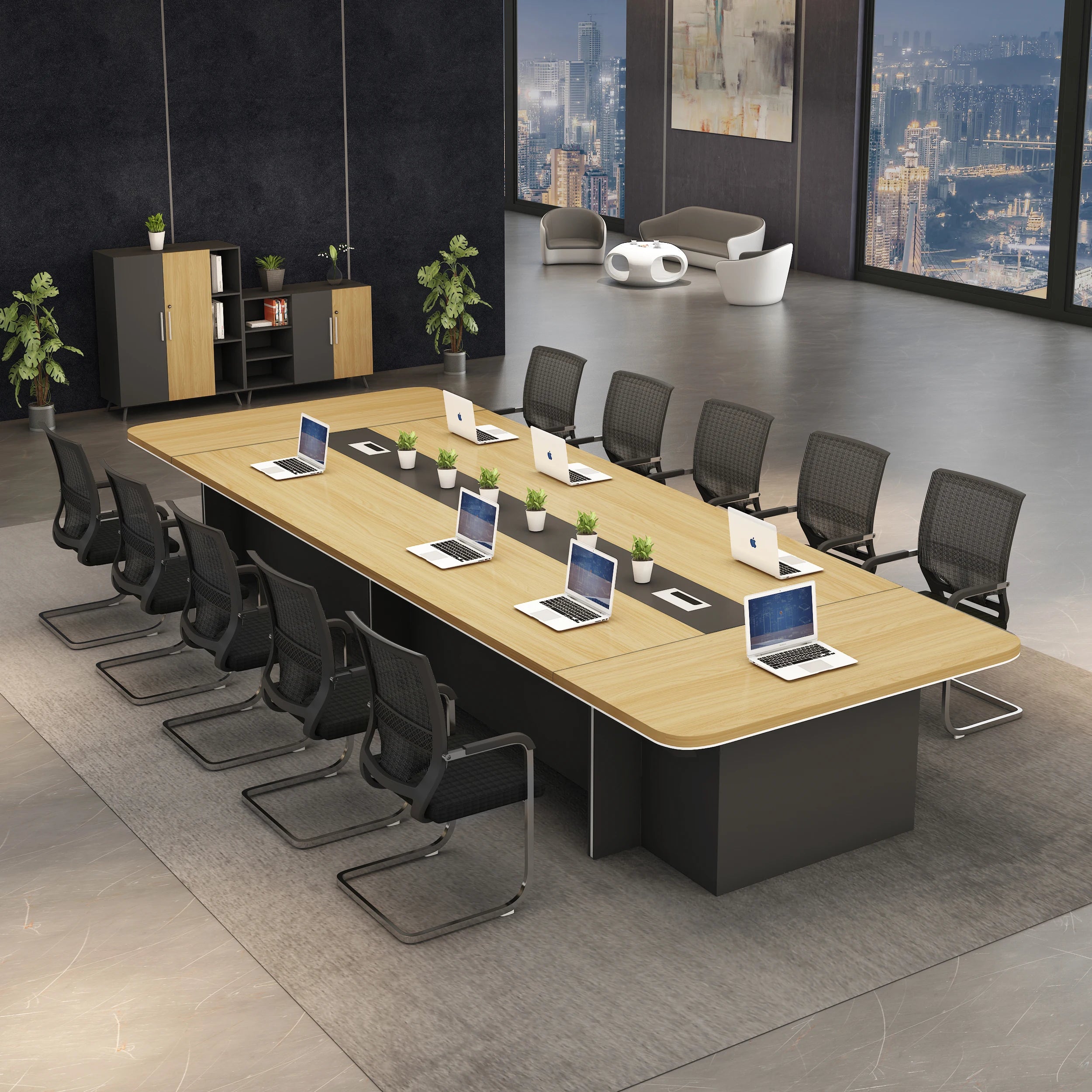 Executive Wood Conference Table & Chair Set
