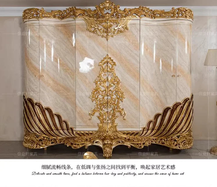 European-Style Solid Wood Wardrobe – Carved Luxury, French Palace Design, Fully Customizable