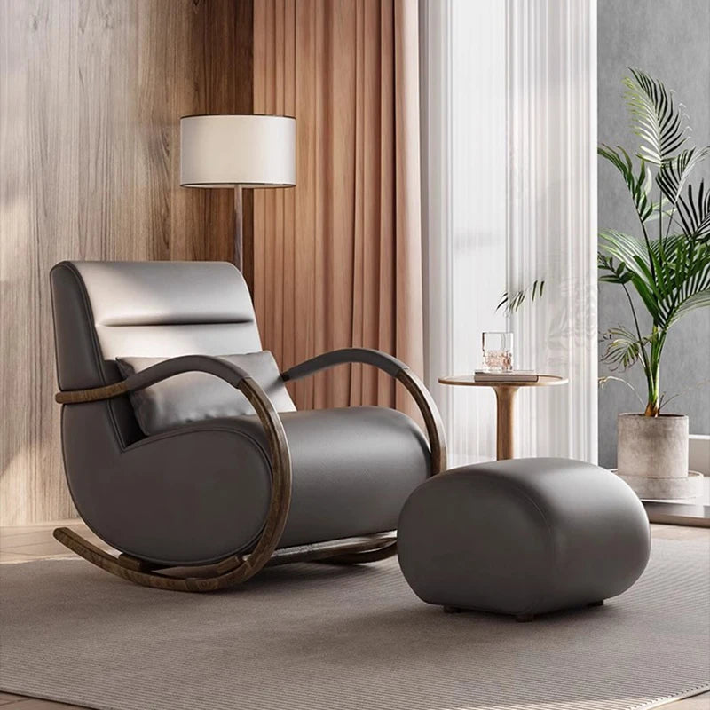 Nonslip Armrest Living Room Chairs Wood Simple Modern Recliner Rocking Chairs Nordic Lazy Ergonomic Sedie Da Soggiorno Furniture