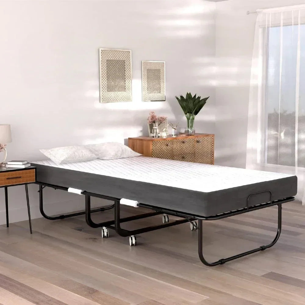 Folding Bed with 5-inch Memory Foam Mattress – Portable, 75x31 Size, for Guests