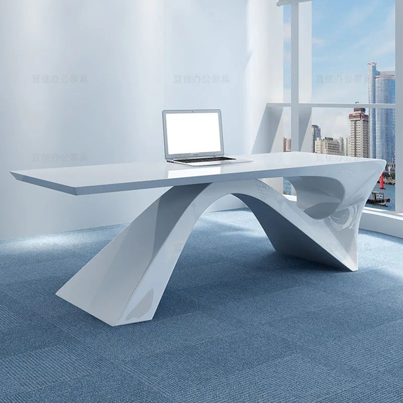 White Computer School Desk Organizer Gaming Workstation Reception Desks Work Writing Mesas De Computador Luxury Furniture