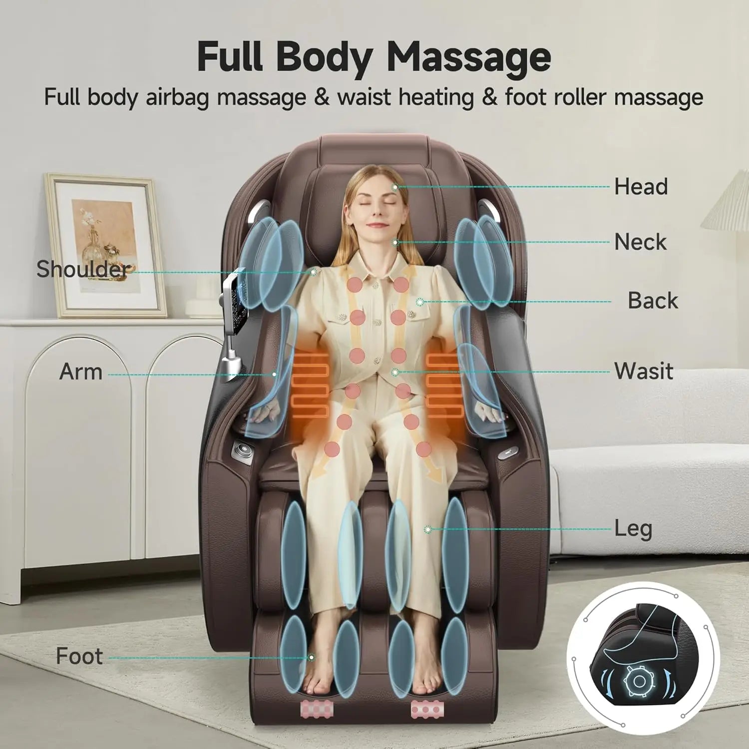 Favor-06 Shiatsu Massage Recliner Chair – Full Body Zero Gravity, APP-Controlled, Brown