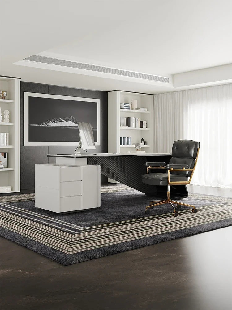Minimalist living room large long desk light luxury modern study rock slab computer desk office table chair home