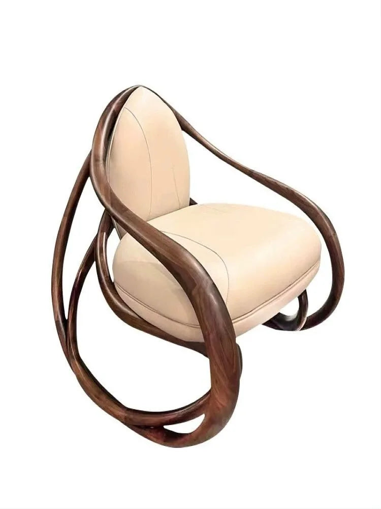 Leisure rocking chair, lounge chair, white wax wood solid wood sofa , balcony, bedroom, living room, leisure , villa