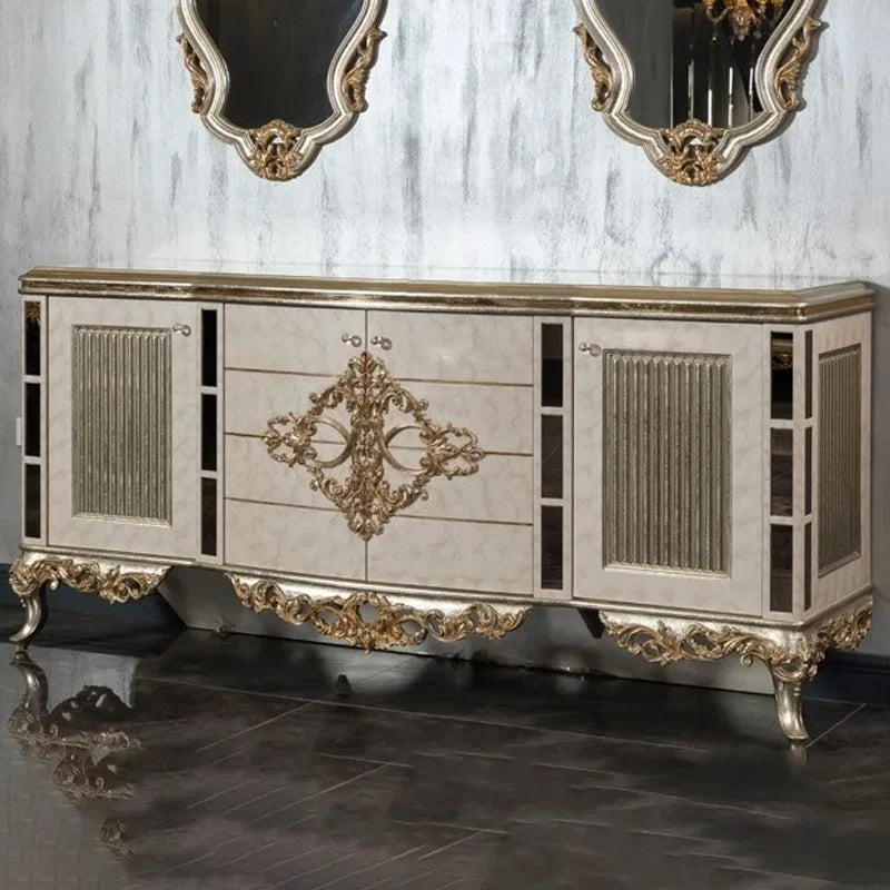 European dining table and chair combination palace solid wood dining table villa restaurant long table furniture