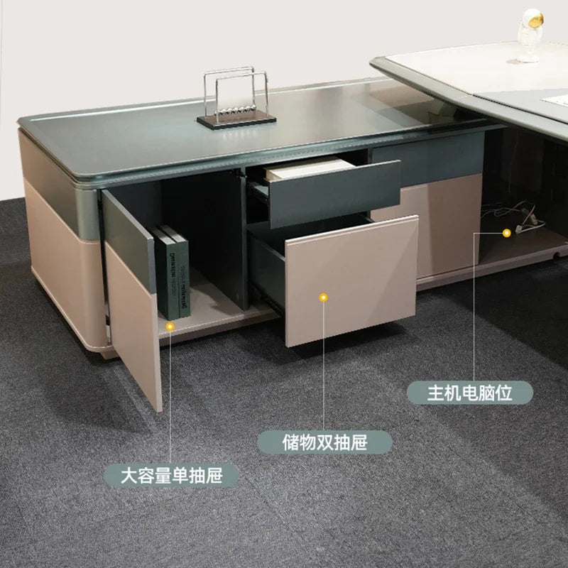 Multifunctional Corner Desk: Executive Workstation for Office and Reading Roo