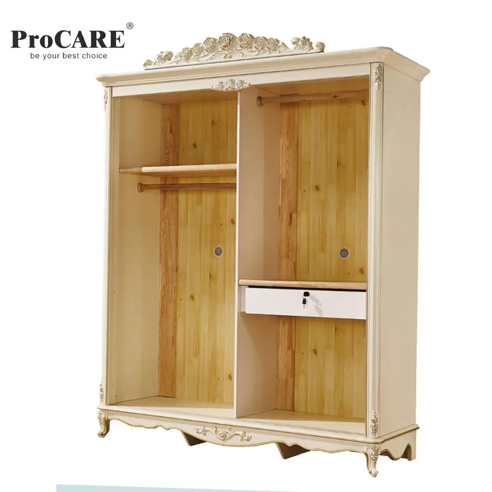 European Style Affordable Solid Wood Wardrobe – 2 Sliding Doors for Bedrooms