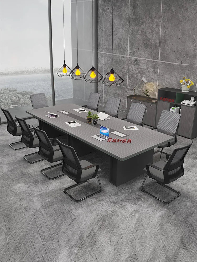 Simple Conference Table with Chairs for Office Negotiations and Staff Training