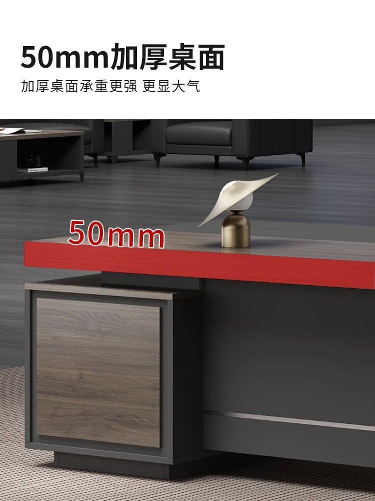 Minimalist Modern Boss Desk and Office Chair Set – CEO Office Furniture Combination.