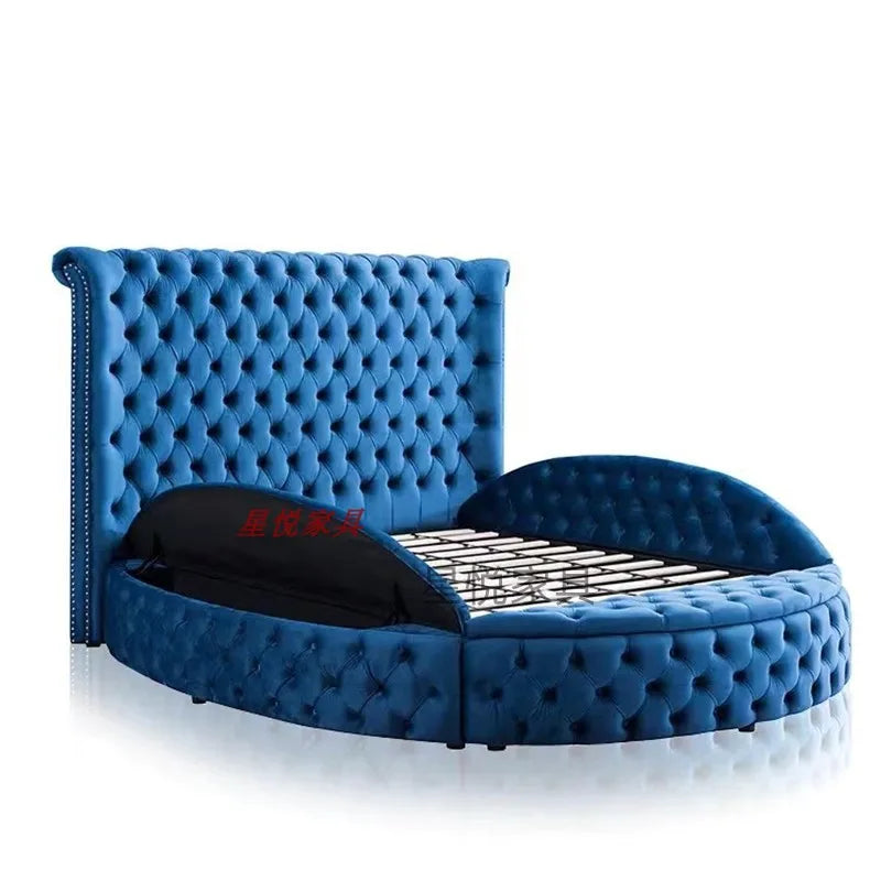 European Princess Round Bed – Unique Elegant Black Queen Double Bed