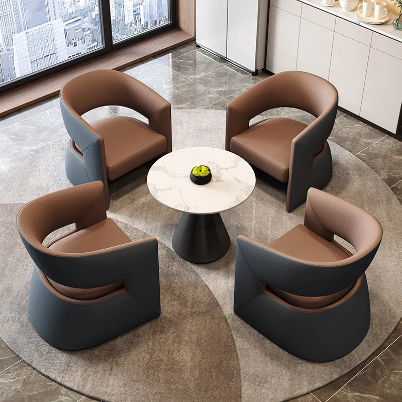 Marble Salon Table Set with 4 Chairs