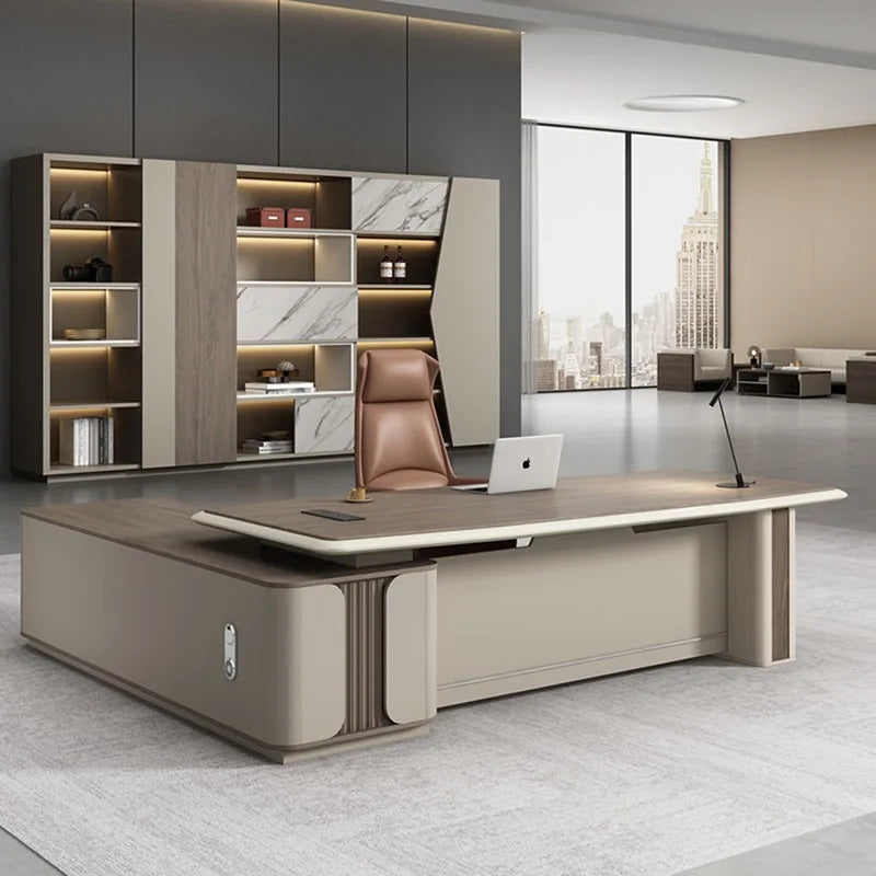 White Simple L-Shaped Office Desk