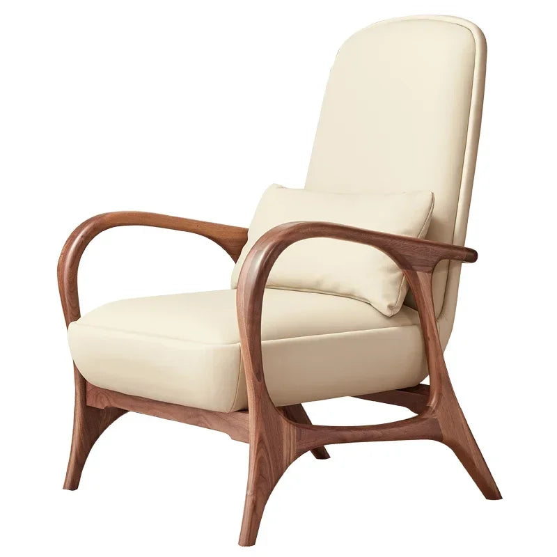 North American Black Walnut Solid Wood Living Room Couch Bedroom Leather Lounge Chair Recliner