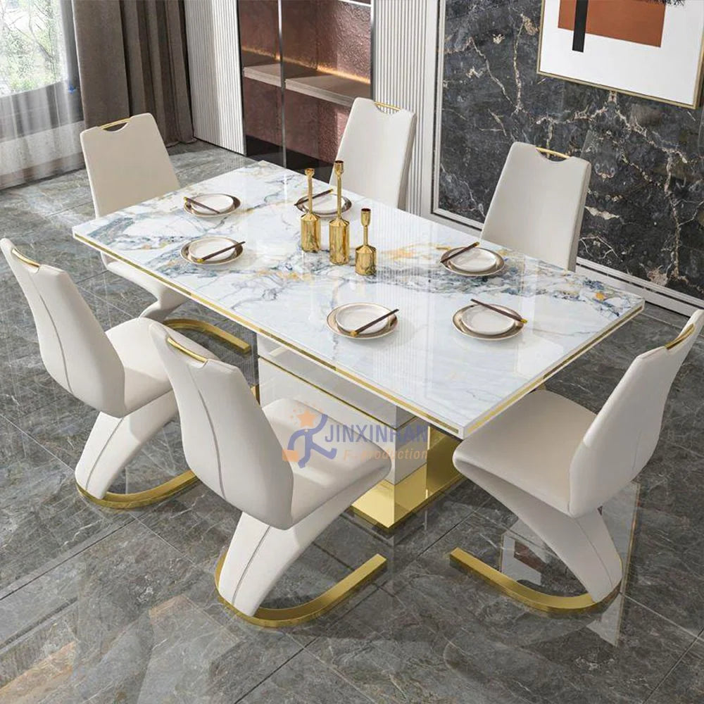 Luxury Gold Stainless Steel Hotel Chair Household Furniture Dining Room Leather Dining Chair