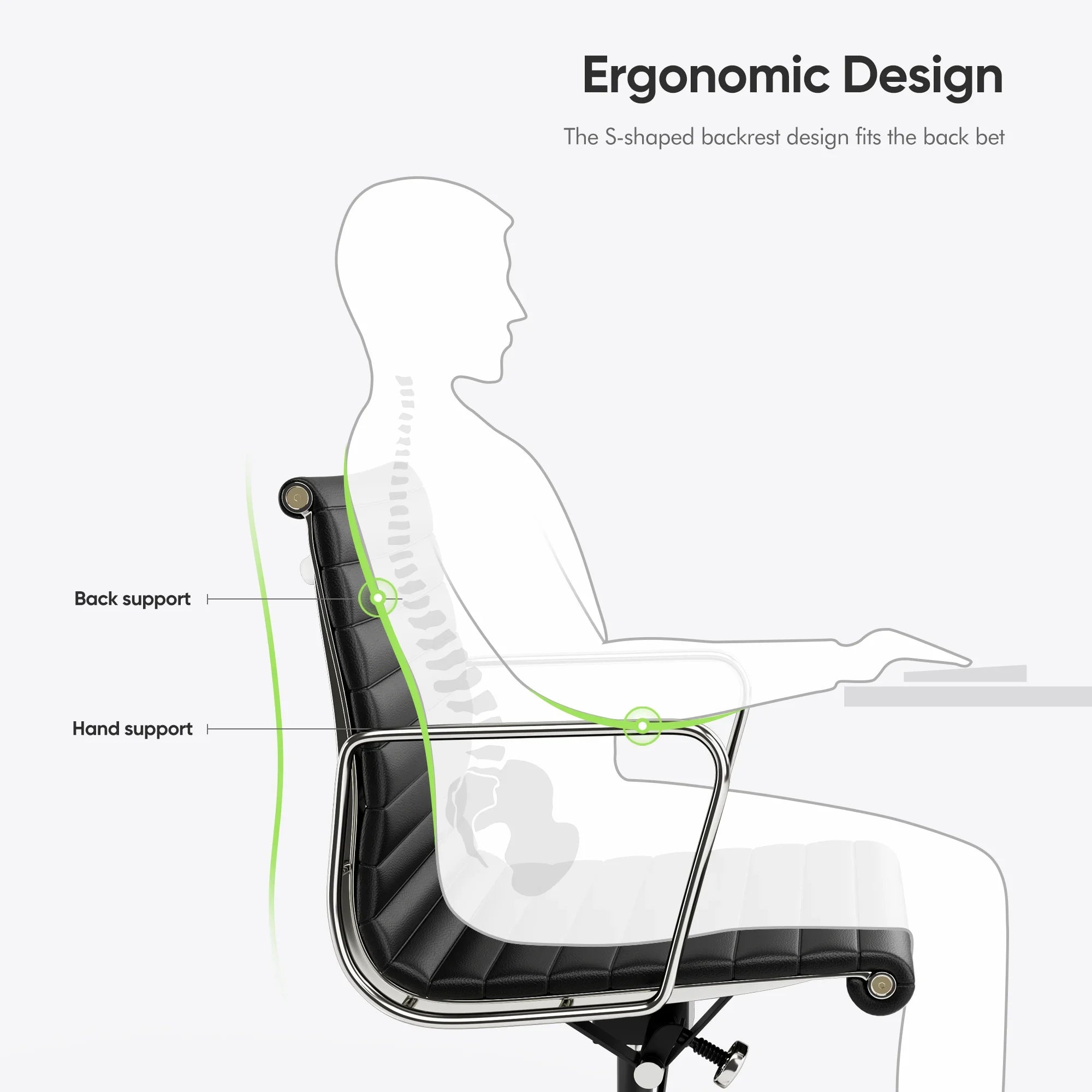 Mid-Back Office Chair Classic Genuine Leather Ergonomic Office Chair Adjustable Swivel Leather Computer Desk Gaming Chair