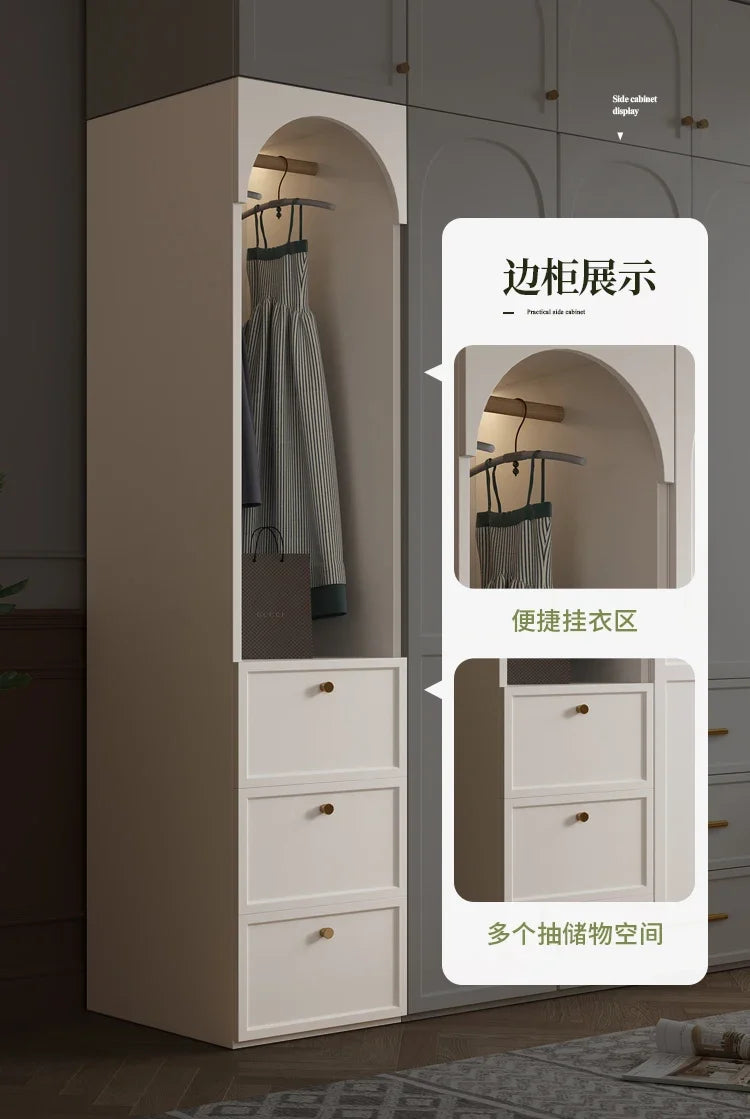 French wardrobe bedroom home desk dresser integrated storage cabinet Small apartment economy wardrobe