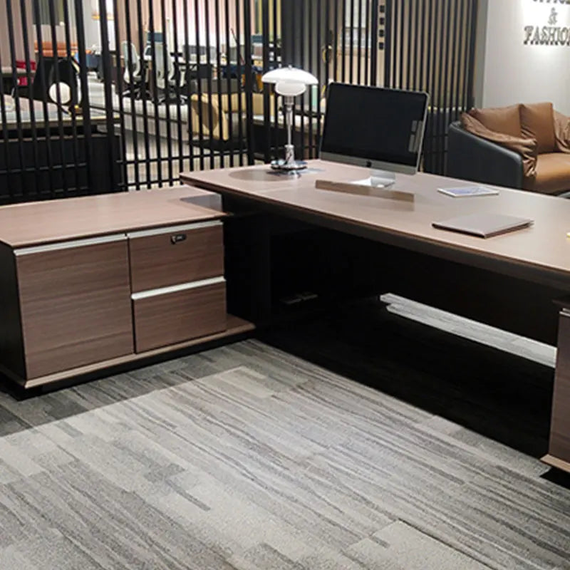 Customize Antique Office Boss Table Design Modern L Shape Ceo Table And Chair Set Executive Desk