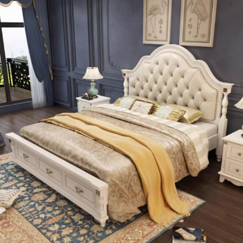 Unique Queen Frame Double Bed Simple Luxury Wooden Hotel King Size Double Bed Nordic Modern Letto Matrimoniale Bedroom Furniture