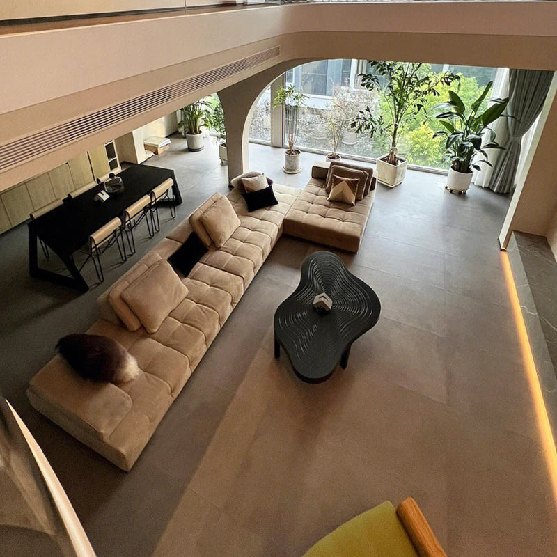 Irregular Coffee Table – Modern Wood Tray Design in Black