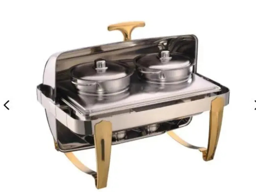 Rectangle Chafing Dish Food Warmer With Golden Feet stainless steel buffet dome top chafing dish serving set food warmer buffet