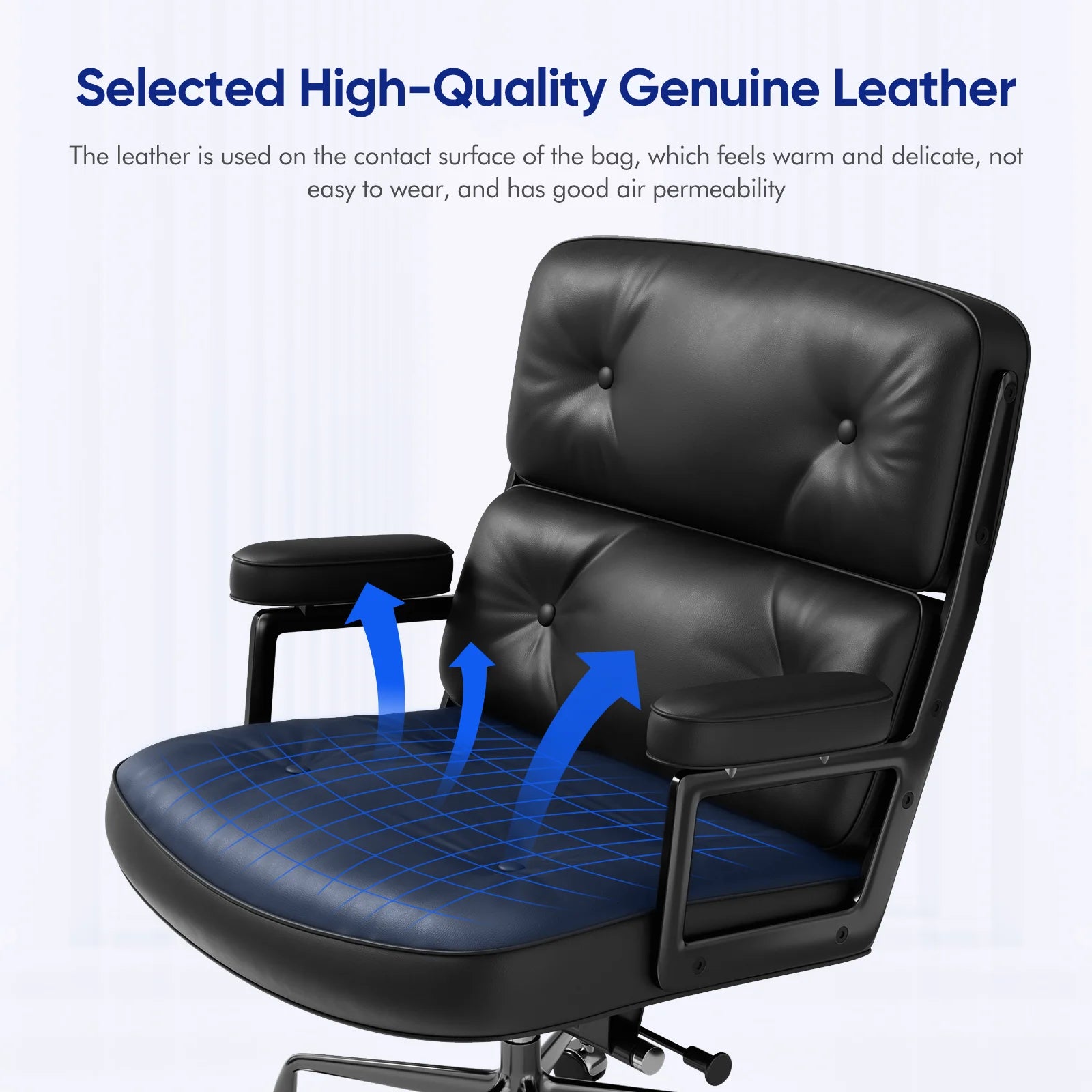 Black Genuine Leather Office Chair