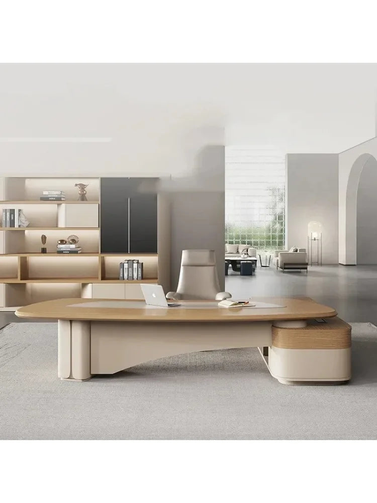 Luxury office desk, modern, elegant, simple, practical, stylish, large countertop, office furniture