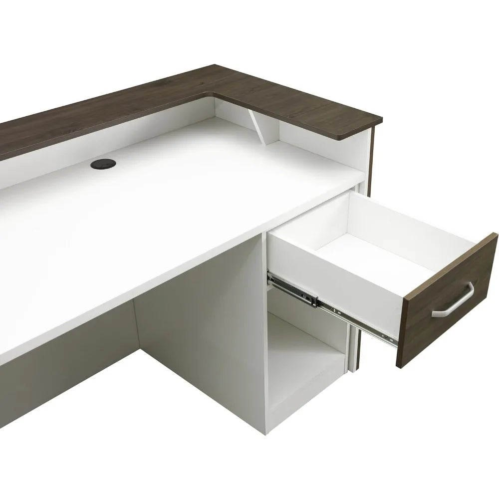 87" Wooden Reception Desk with Retractable Rails