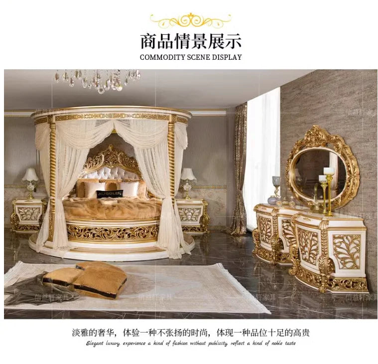 European luxury solid wood dressing table French bedroom gold dressing table dressing mirror stool furniture custom