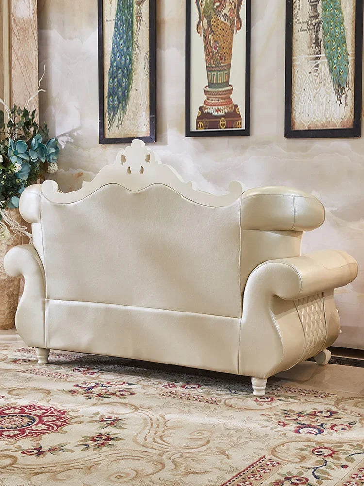 European-style leather sofa – Modern, luxury suite for living room, villa-sized
