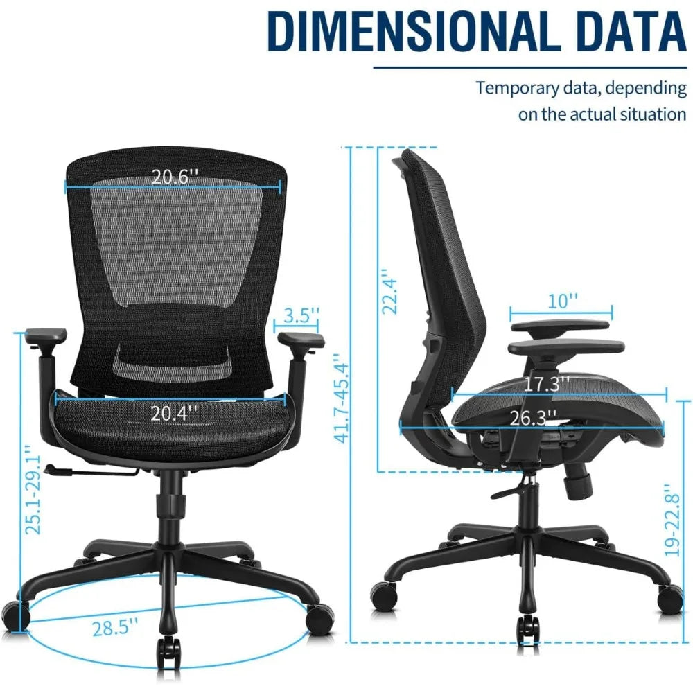 Mesh Office Chair,Ergonomic Computer Desk Chair,Sturdy Task Chair- Adjustable Lumbar Support & Armrests,Tilt Function,Comfort