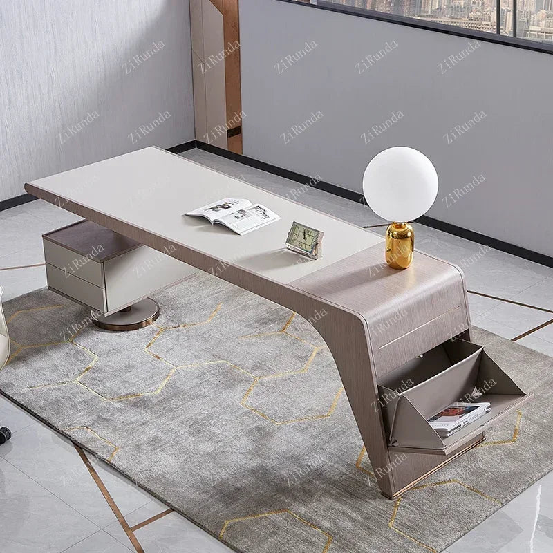 Italian light luxury desk, office desk, boss desk combination, home designer Giorgetti computer desk, long strip table