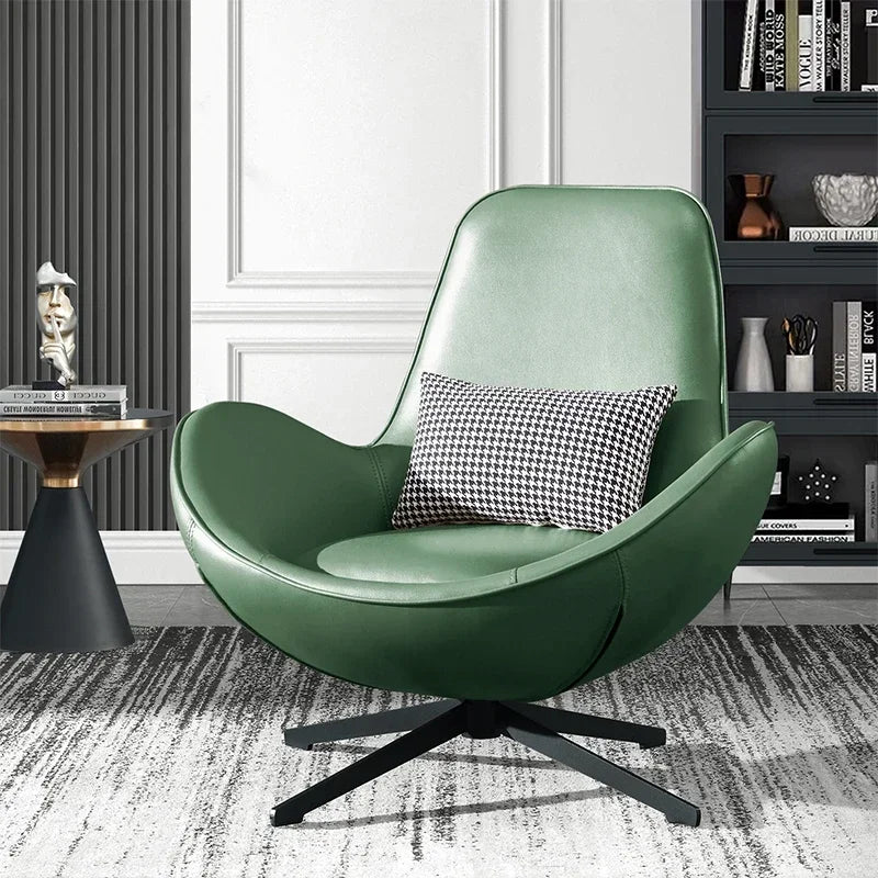 Nordic Design Chair Office Black Metal Leg Cushions Leather Relaxing Armchair Events Interior Silla Nordica Home Furniture
