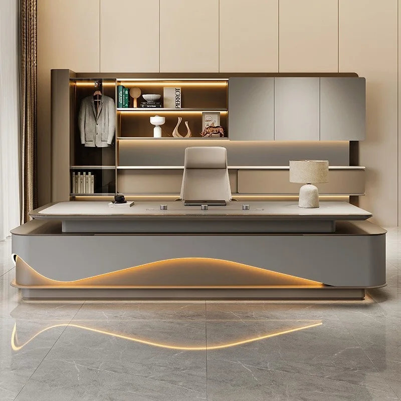 Elegant L-Shaped Office Desk for Presidents