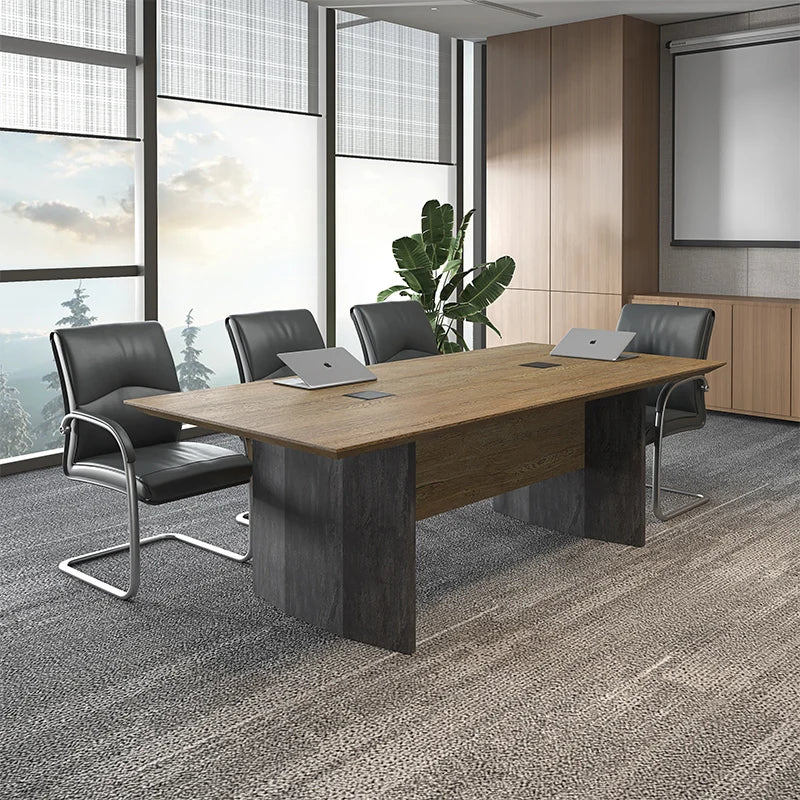 Rectangular Conference Table: Long Desk and Chair Set for Meetings.