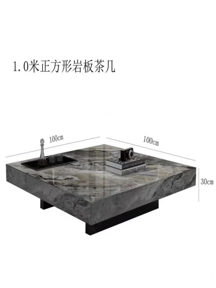 Italian Minimalist Square Slate Coffee Table