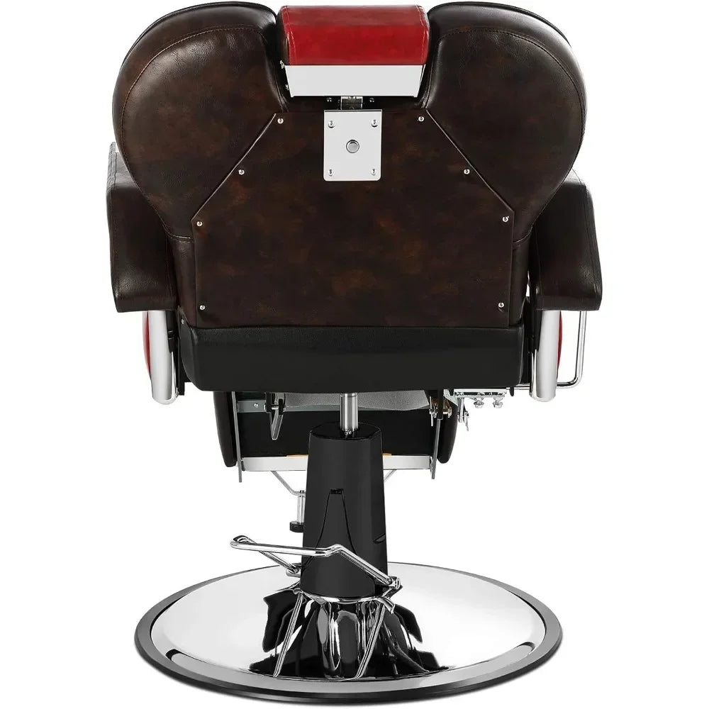 Heavy Duty Barber Chair – Hydraulic Reclining Salon Styling Chair, 26.8" D x 26.8" W x 41.3" H