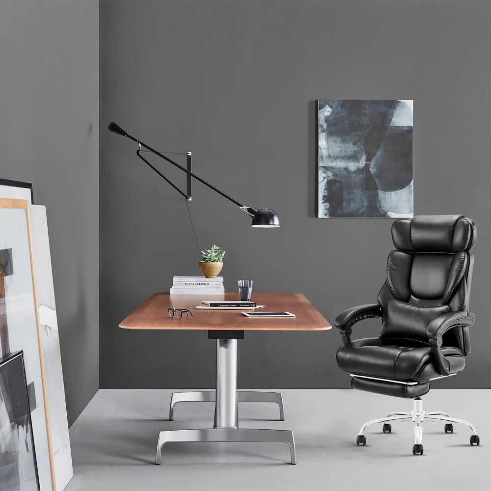 Office Chair with Footrest-Ergonomic High Back Design Executive Computer Desk Chair with Removable Lumbar Pillow
