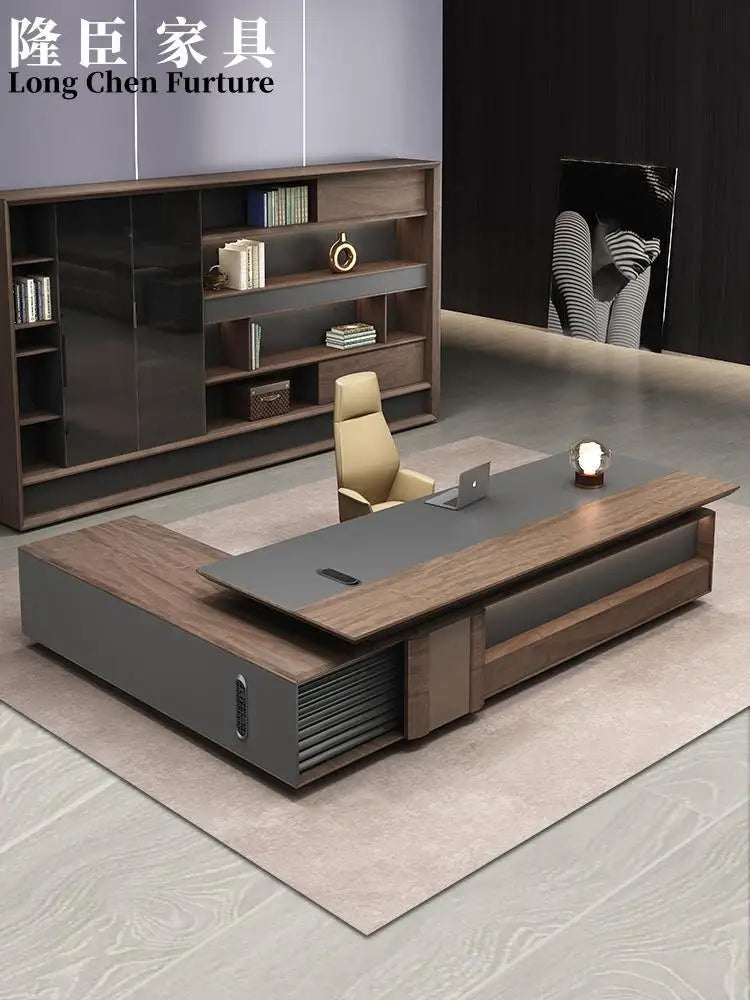 Italian Boss Desk – Simple Modern Design with Light Luxury for Chairman&
