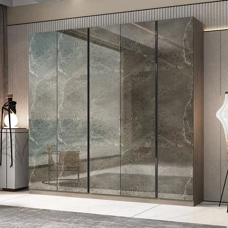 Luxury wardrobe, modern and minimalist cloakroom, home use, Nordic tempered glass door, customized cabinet, bedroom, assembled w