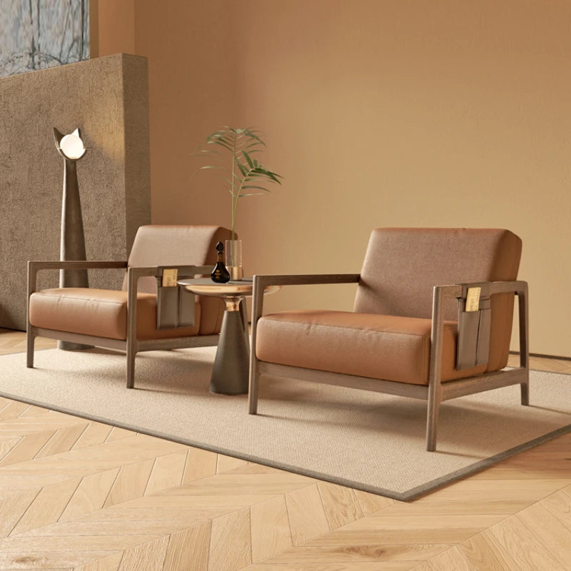 Wood Armrest Living Room Chairs Nonslip Garden Cushion Nordic Floor Chairs Ergonomic Modern Comfy Fauteuils De Salon Furniture