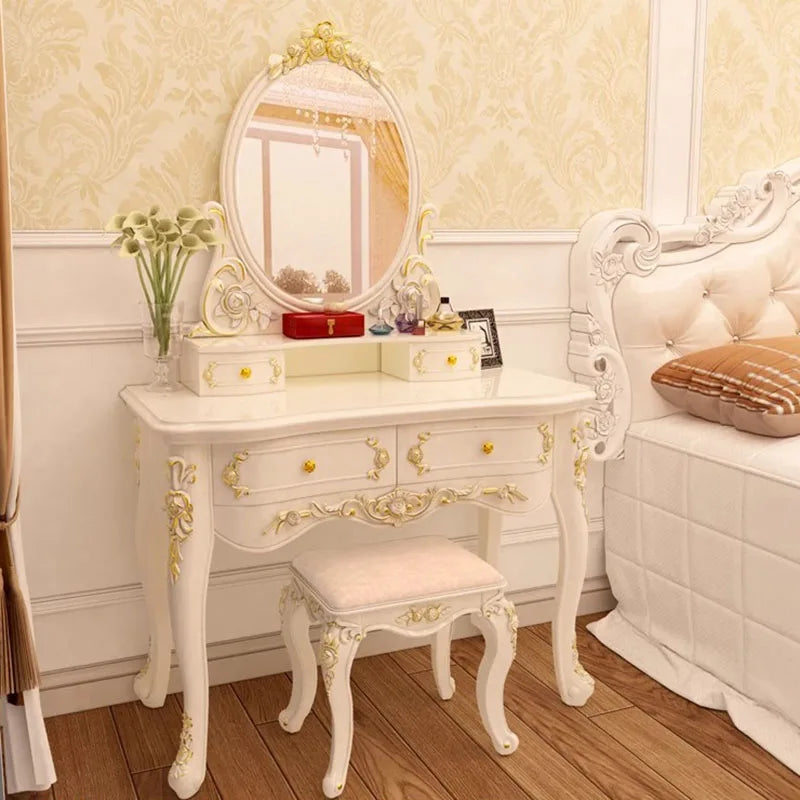 Nordic Luxury Drawer Mirror Vanity Dresser