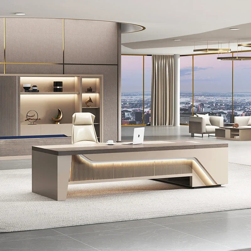 Luxury L-Shaped Boss Desk—Large, Simple, and Modern Office Desk for Presidents