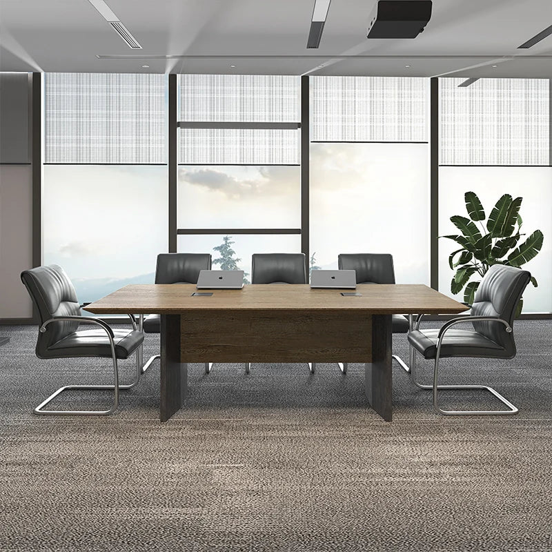 Rectangular Conference Table: Long Desk and Chair Set for Meetings.
