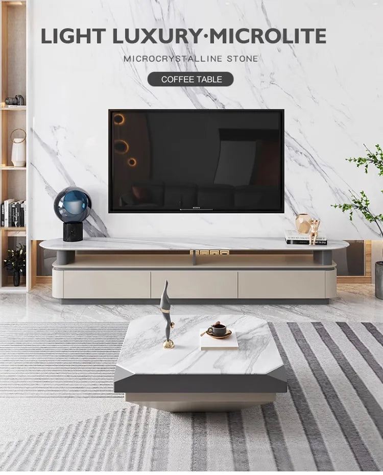 Microcrystalline stone square coffee table