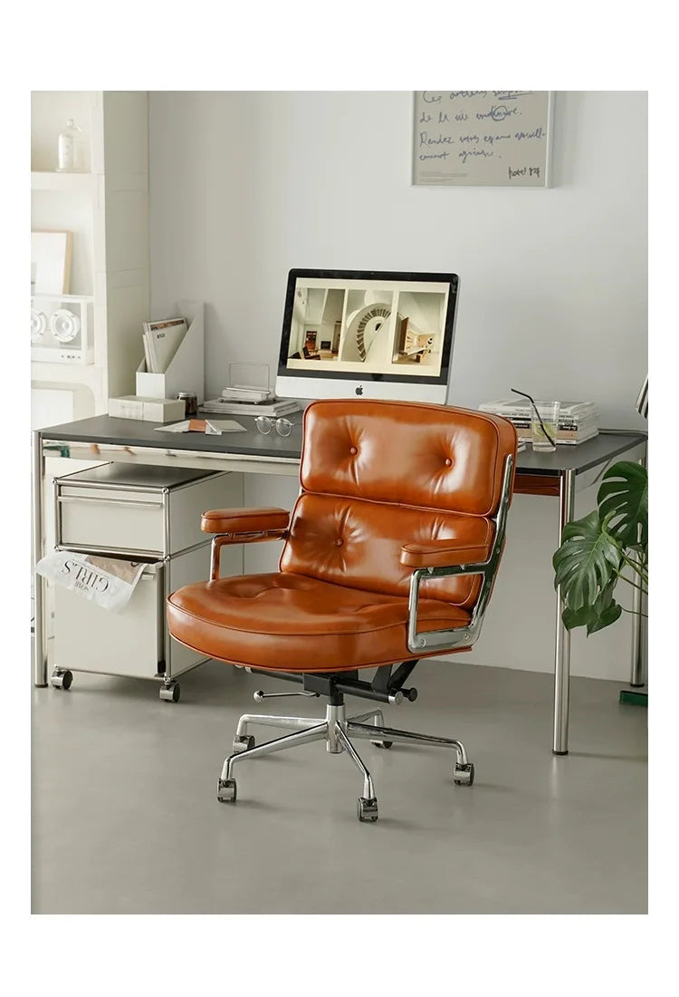 Office Chair Leisure Lobby Lounge Chair Leather Leathaire Fabric Aluminum Armchair Wheels Gas Lift Swivel for Office Study Room